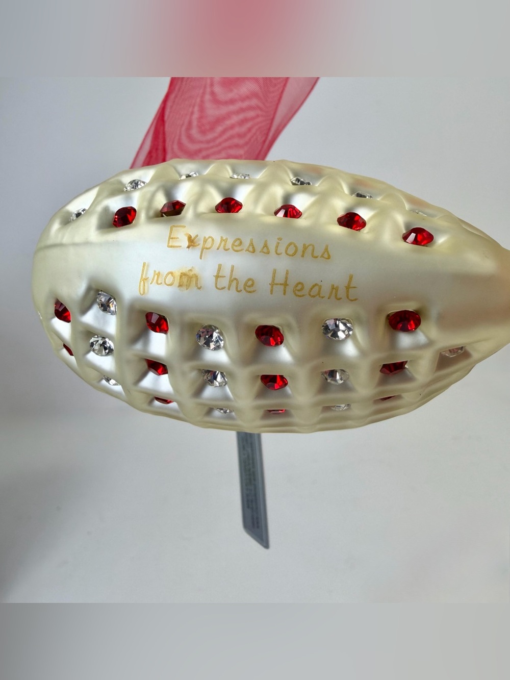 Vintage Swarovski Crystal Hand Blown Glass Heart Ornament Candy Cane Dreams NOS - Picture 4 of 13